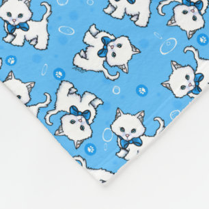 KiniArt White Kittens Fleecedecke