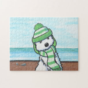 KiniArt Winter Beach Westie Puzzle