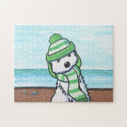 KiniArt Winter Beach Westie Puzzle (Horizontal)