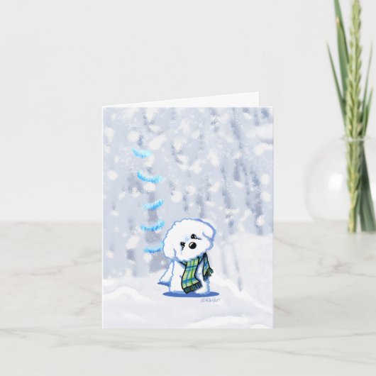 KiniArt Winter Bichon Note Card Dankeskarte (Vorderseite)