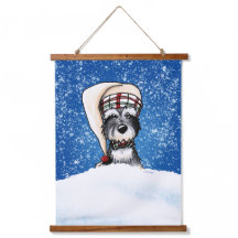 KiniArt Winter Schnauzer Hängetapestry