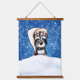 KiniArt Winter Schnauzer Hängetapestry Wandteppich Mit Holzrahmen