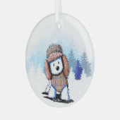 KiniArt Winter Westie Terrier Ornament Aus Glas (Vorderseite links)