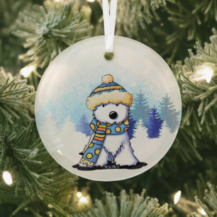 KiniArt Winter Westie Terrier Ornament Aus Glas