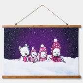 KiniArt Winter Westies Weihnachten Wandteppich Mit Holzrahmen (Vorne)