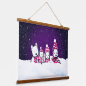 KiniArt Winter Westies Weihnachten Wandteppich Mit Holzrahmen (Gewinkelt)