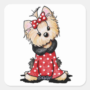KiniArt Yorkie Valentine Quadratischer Aufkleber