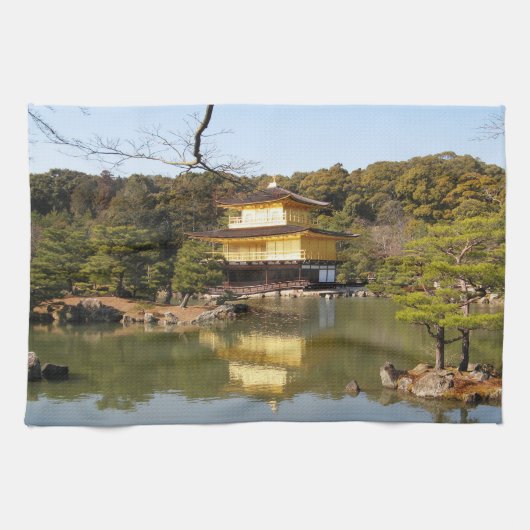 Kinkaku-ji 金 閣 Tempel 寺 Goldenen Pavillon Geschirrtuch (Horizontal)