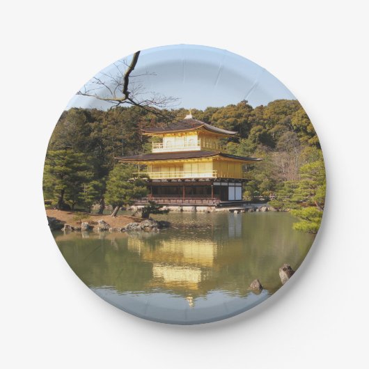 Kinkaku-ji 金 閣 Tempel 寺 Goldenen Pavillon Pappteller (Vorderseite)