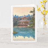 Kinkaku-ji, Hiroshi Yoshida, Woodcut Karte (Gelbe Blume)