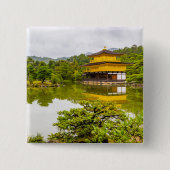 Kinkaku-ji oder Goldener Pavillon und Teich, Kyoto Button (Vorderseite)