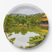 Kinkaku-ji oder Goldener Pavillon und Teich, Kyoto Pappteller (Vorderseite)
