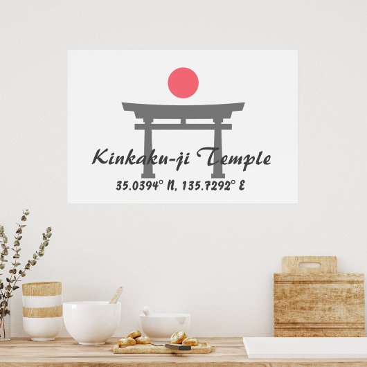 Kinkaku-ji Temple Latitude Longitude Poster (Küche)
