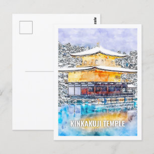 Kinkakuji-Tempel Japan Reise Aquarell-Skizze Postkarte