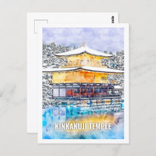 Kinkakuji Temple Japan Travel Watercolor Sketch Postkarte