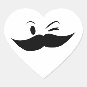 Kinky Mustache Herz-Aufkleber