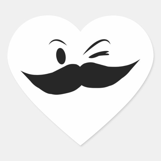 Kinky Mustache Herz-Aufkleber (Vorderseite)