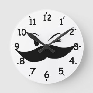 Kinky Mustache Runde Wanduhr