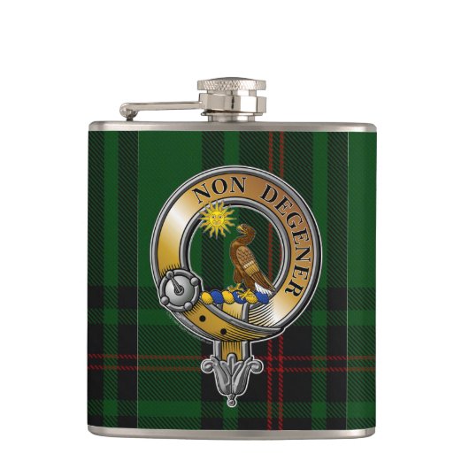 Kinloch Tartan & Abzeichen Flachmann (Vorderseite)
