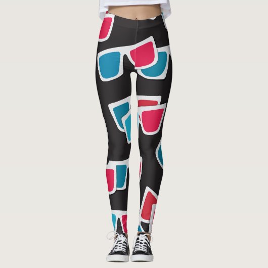 Kino 3D-Brille: Nahtloses Muster Leggings (Vorderseite)