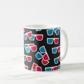 Kino, 3D-Brillenmuster, nahtlos. Kaffeetasse (VorderseiteRechts)
