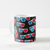 Kino, 3D-Brillenmuster, nahtlos. Kaffeetasse (Vorderseite Links)