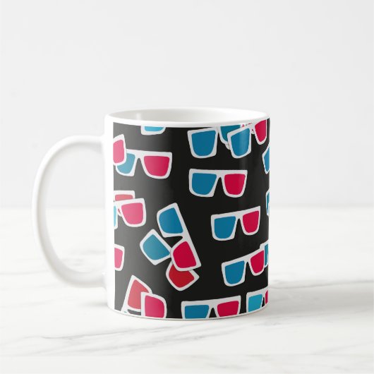 Kino, 3D-Brillenmuster, nahtlos. Kaffeetasse (Links)