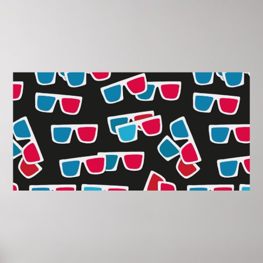 Kino, 3D-Brillenmuster, nahtlos. Poster (Vorne)