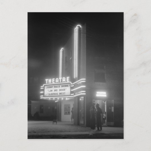 Kino am Abend, Greensboro, Georgia 1940er Postkarte (Vorderseite)