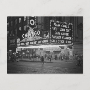 Kino in Chicago bei Nacht, 1941 Postkarte