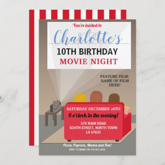 Kino Night Party Kinofilme Geburtstag Kino Einladung