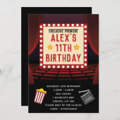 Kino-Party-Geburtstags-Einladungen Einladung (Vorne/Hinten)