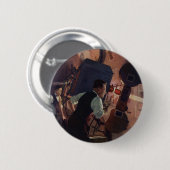 Kino-Projektionist, Vintage-Geschäft Button (Vorne & Hinten)