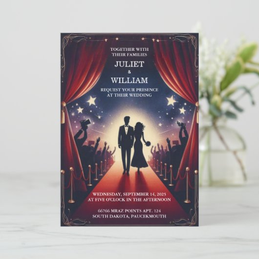 Kino Retro Movie Ticket am beliebtesten Hochzeit Einladung (Stehend Vorderseite)