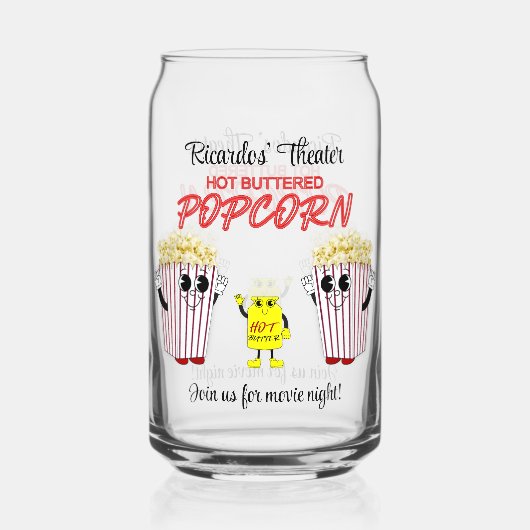 Kino-Spaß Popcorn Mascots Dosenglas (Vorderseite)