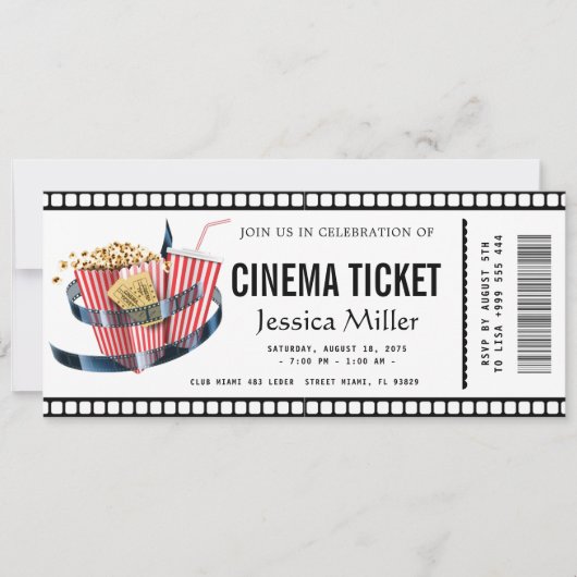 Kino-Ticket-Einladung Einladung (Vorderseite)