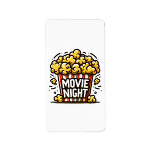 Kinoabend Delight Playful Popcorn Adressaufkleber