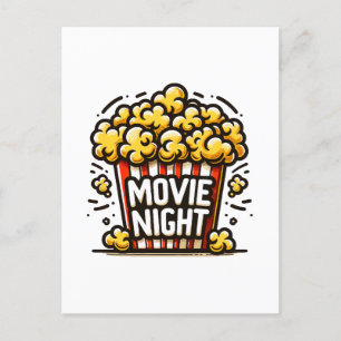 Kinoabend Delight Playful Popcorn Einladungspostkarte