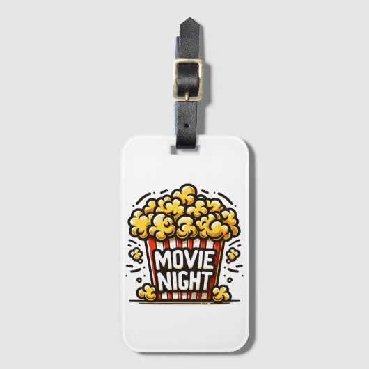 Kinoabend Delight Playful Popcorn Gepäckanhänger (Vorderseite Vertikal)