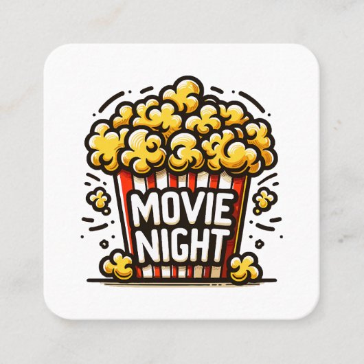 Kinoabend Delight Playful Popcorn Quadratische Visitenkarte (Vorderseite)