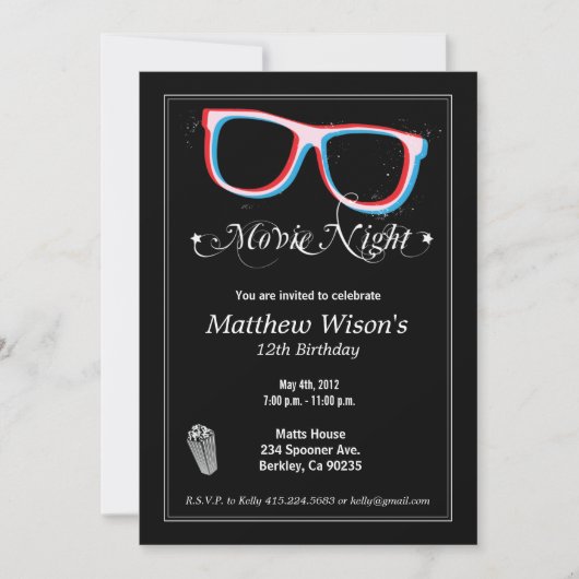 Kinoabend Einladung (Vorderseite)