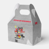 Kinoabend Einlass eines Party Grau Wasserfarbe Geschenkschachtel (Rückseite)