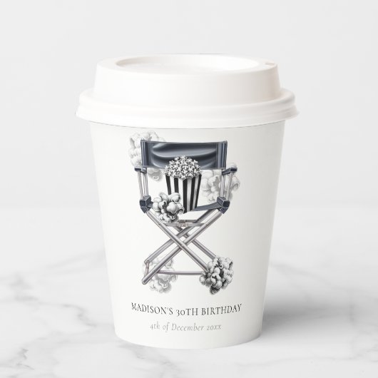 Kinoabend Erwachsene Geburtstag Personalisiert Pappbecher (Vorderseite)