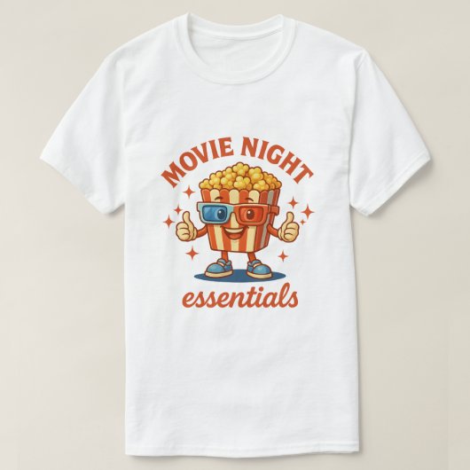 Kinoabend Essentials - Fun Popcorn Cartoon T-Shirt (Design vorne)
