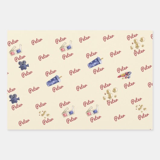 Kinoabend Geburtstag für Kinder Geschenkpapier Set (Vorderseite 3)