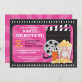 Kinoabend Geburtstagsparty Einladung (Vorne/Hinten)