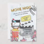 Kinoabend Kindergeburtstag Party Einladung (Vorderseite)