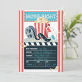 Kinoabend-Party Einladung (Stehend Vorderseite)