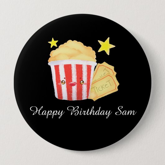 Kinoabend Popcorn und Tickets Button (Vorderseite)