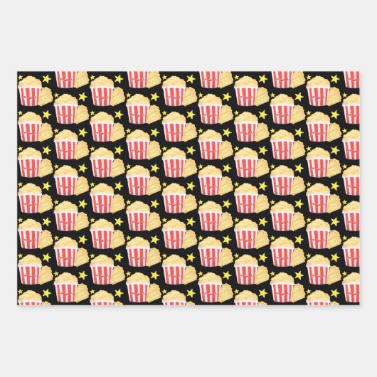 Kinoabend Popcorn und Tickets Geschenkpapier Set (Vorderseite 2)